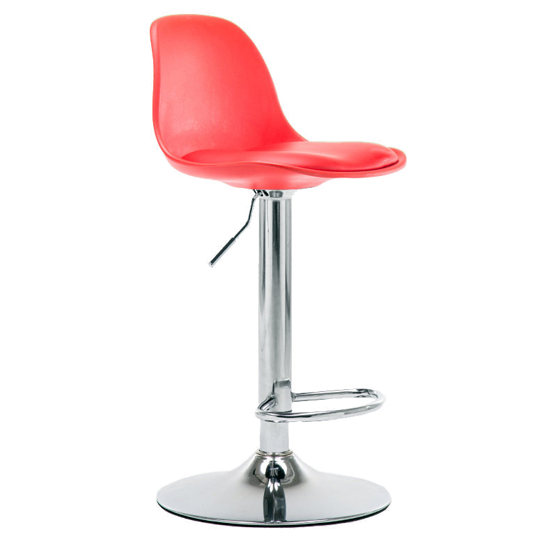 Modern Style Single Bar-stool with Adjustable Height Bucket Seat for Counter Kitchen Red Silver Clearhalo 'Bar Furniture' 'Bar Stools' 'bar_stools' 'furn' 'furn_bar_stools' 'furniture_bar_stools' 'Kitchen & Dining Furniture' 'kitchen&dining_furn' 'kitchen' 'kitchen_furn' Furniture' 4664747