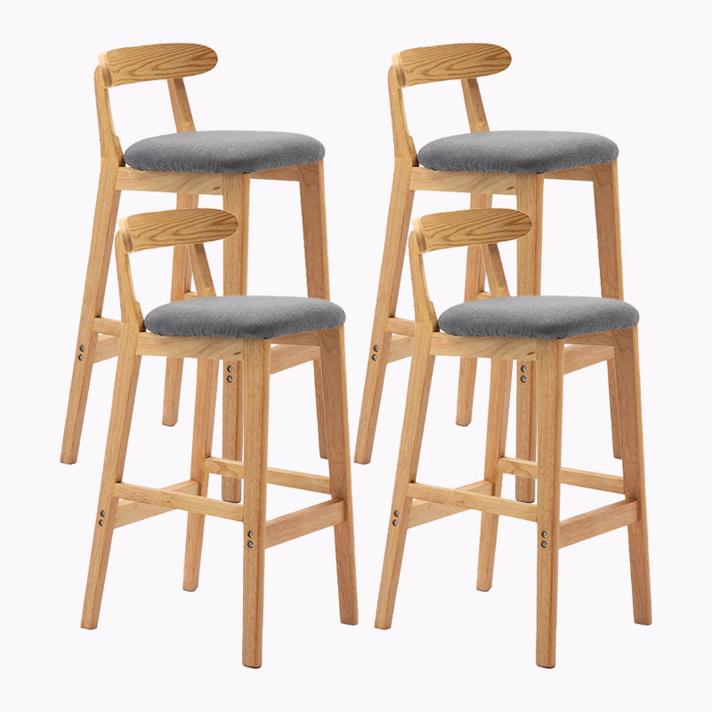Modern Style Bar-stool Wooden Legs with Footrest Low Back for Kitchen Bar Smoke Gray 4 Piece Set Clearhalo 'Bar Furniture' 'Bar Stools' 'bar_stools' 'furn' 'furn_bar_stools' 'furniture_bar_stools' 'Kitchen & Dining Furniture' 'kitchen&dining_furn' 'kitchen' 'kitchen_furn' Furniture' 4664782