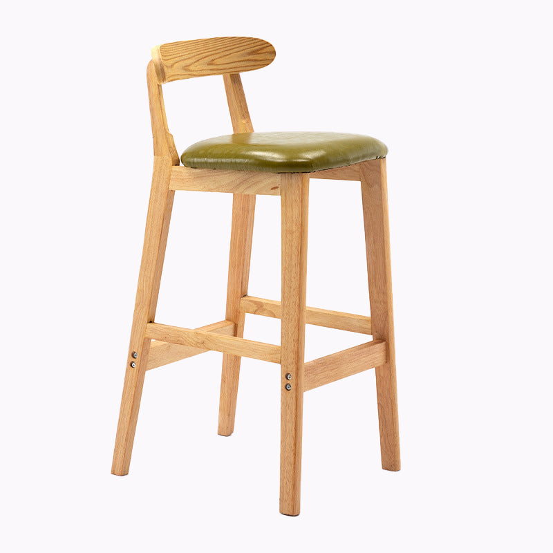 Modern Style Bar-stool Wooden Legs with Footrest Low Back for Kitchen Bar Olive Green 1 Piece Clearhalo 'Bar Furniture' 'Bar Stools' 'bar_stools' 'furn' 'furn_bar_stools' 'furniture_bar_stools' 'Kitchen & Dining Furniture' 'kitchen&dining_furn' 'kitchen' 'kitchen_furn' Furniture' 4664783
