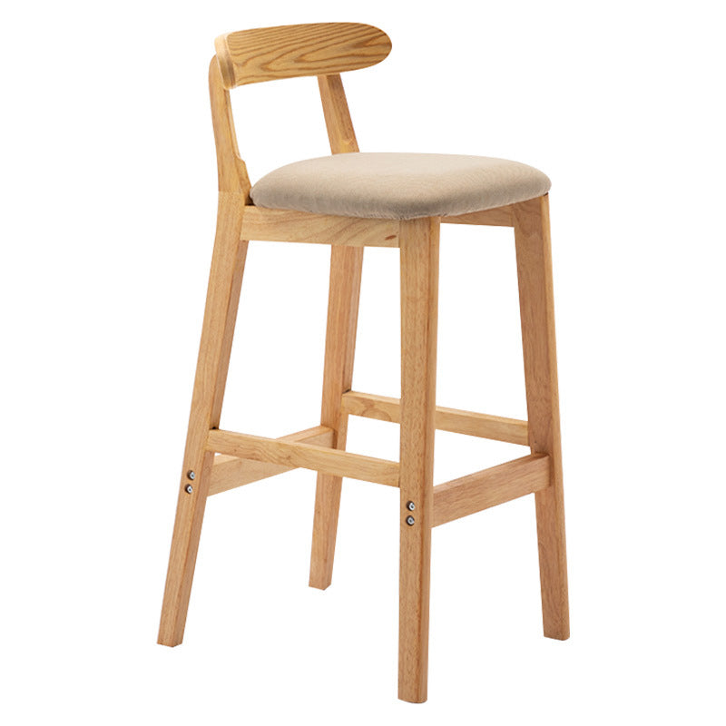 Modern Style Bar-stool Wooden Legs with Footrest Low Back for Kitchen Bar Clearhalo 'Bar Furniture' 'Bar Stools' 'bar_stools' 'furn' 'furn_bar_stools' 'furniture_bar_stools' 'Kitchen & Dining Furniture' 'kitchen&dining_furn' 'kitchen' 'kitchen_furn' Furniture' 4664785