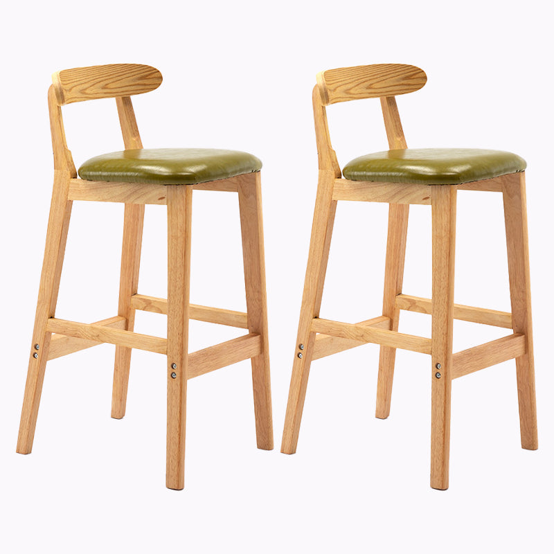 Modern Style Bar-stool Wooden Legs with Footrest Low Back for Kitchen Bar Olive Green 2 Piece Set Clearhalo 'Bar Furniture' 'Bar Stools' 'bar_stools' 'furn' 'furn_bar_stools' 'furniture_bar_stools' 'Kitchen & Dining Furniture' 'kitchen&dining_furn' 'kitchen' 'kitchen_furn' Furniture' 4664786