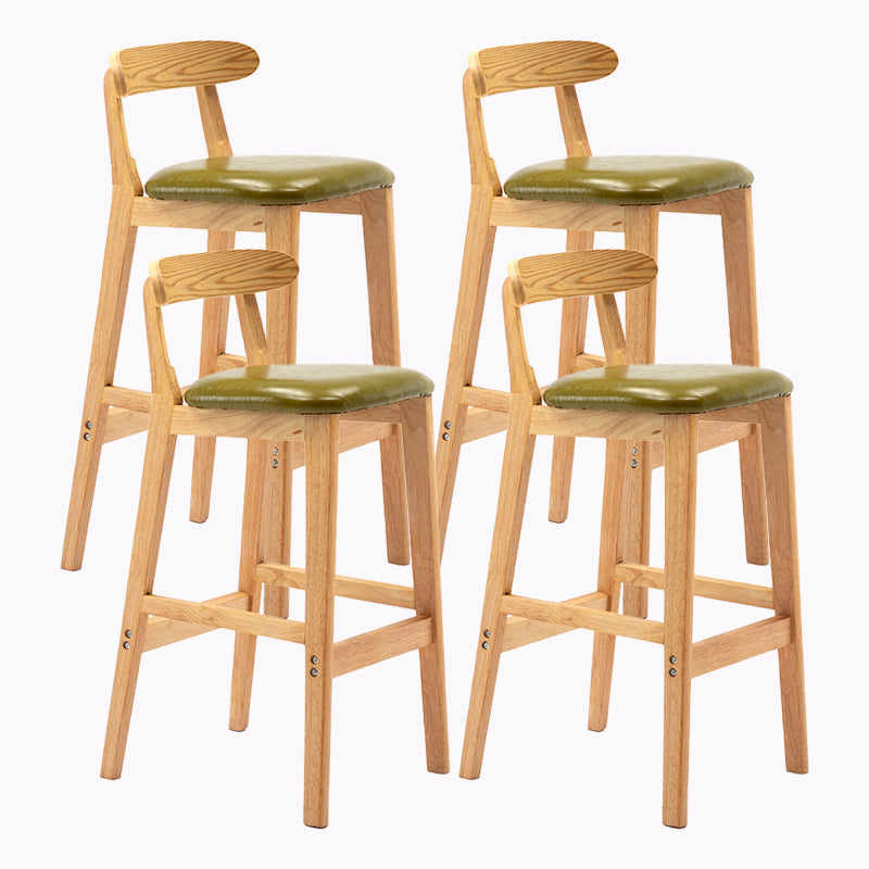 Modern Style Bar-stool Wooden Legs with Footrest Low Back for Kitchen Bar Olive Green 4 Piece Set Clearhalo 'Bar Furniture' 'Bar Stools' 'bar_stools' 'furn' 'furn_bar_stools' 'furniture_bar_stools' 'Kitchen & Dining Furniture' 'kitchen&dining_furn' 'kitchen' 'kitchen_furn' Furniture' 4664788