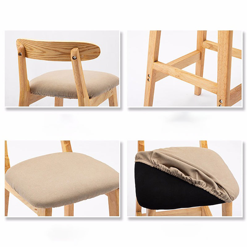 Modern Style Bar-stool Wooden Legs with Footrest Low Back for Kitchen Bar Clearhalo 'Bar Furniture' 'Bar Stools' 'bar_stools' 'furn' 'furn_bar_stools' 'furniture_bar_stools' 'Kitchen & Dining Furniture' 'kitchen&dining_furn' 'kitchen' 'kitchen_furn' Furniture' 4664789