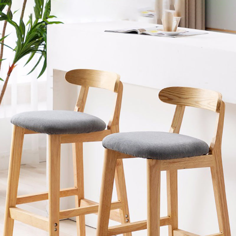 Modern Style Bar-stool Wooden Legs with Footrest Low Back for Kitchen Bar Clearhalo 'Bar Furniture' 'Bar Stools' 'bar_stools' 'furn' 'furn_bar_stools' 'furniture_bar_stools' 'Kitchen & Dining Furniture' 'kitchen&dining_furn' 'kitchen' 'kitchen_furn' Furniture' 4664792