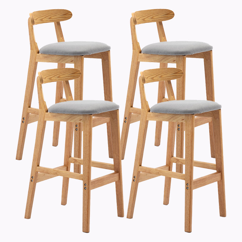 Modern Style Bar-stool Wooden Legs with Footrest Low Back for Kitchen Bar Light Gray 4 Piece Set Clearhalo 'Bar Furniture' 'Bar Stools' 'bar_stools' 'furn' 'furn_bar_stools' 'furniture_bar_stools' 'Kitchen & Dining Furniture' 'kitchen&dining_furn' 'kitchen' 'kitchen_furn' Furniture' 4664794