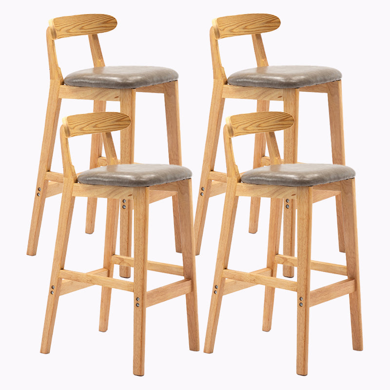 Modern Style Bar-stool Wooden Legs with Footrest Low Back for Kitchen Bar Grey 4 Piece Set Clearhalo 'Bar Furniture' 'Bar Stools' 'bar_stools' 'furn' 'furn_bar_stools' 'furniture_bar_stools' 'Kitchen & Dining Furniture' 'kitchen&dining_furn' 'kitchen' 'kitchen_furn' Furniture' 4664798
