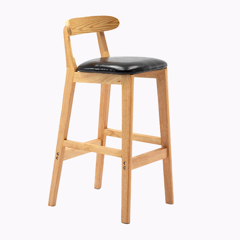 Modern Style Bar-stool Wooden Legs with Footrest Low Back for Kitchen Bar Black 1 Piece Clearhalo 'Bar Furniture' 'Bar Stools' 'bar_stools' 'furn' 'furn_bar_stools' 'furniture_bar_stools' 'Kitchen & Dining Furniture' 'kitchen&dining_furn' 'kitchen' 'kitchen_furn' Furniture' 4664799