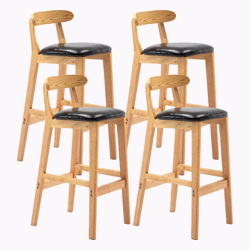 Modern Style Bar-stool Wooden Legs with Footrest Low Back for Kitchen Bar Black 4 Piece Set Clearhalo 'Bar Furniture' 'Bar Stools' 'bar_stools' 'furn' 'furn_bar_stools' 'furniture_bar_stools' 'Kitchen & Dining Furniture' 'kitchen&dining_furn' 'kitchen' 'kitchen_furn' Furniture' 4664801
