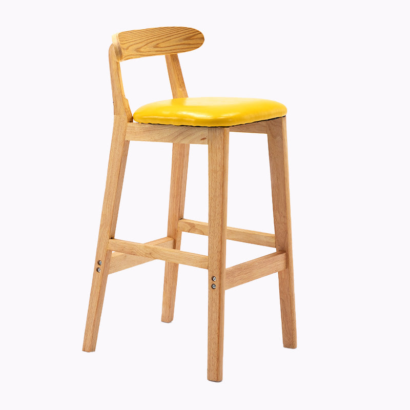 Modern Style Bar-stool Wooden Legs with Footrest Low Back for Kitchen Bar Yellow 1 Piece Clearhalo 'Bar Furniture' 'Bar Stools' 'bar_stools' 'furn' 'furn_bar_stools' 'furniture_bar_stools' 'Kitchen & Dining Furniture' 'kitchen&dining_furn' 'kitchen' 'kitchen_furn' Furniture' 4664802