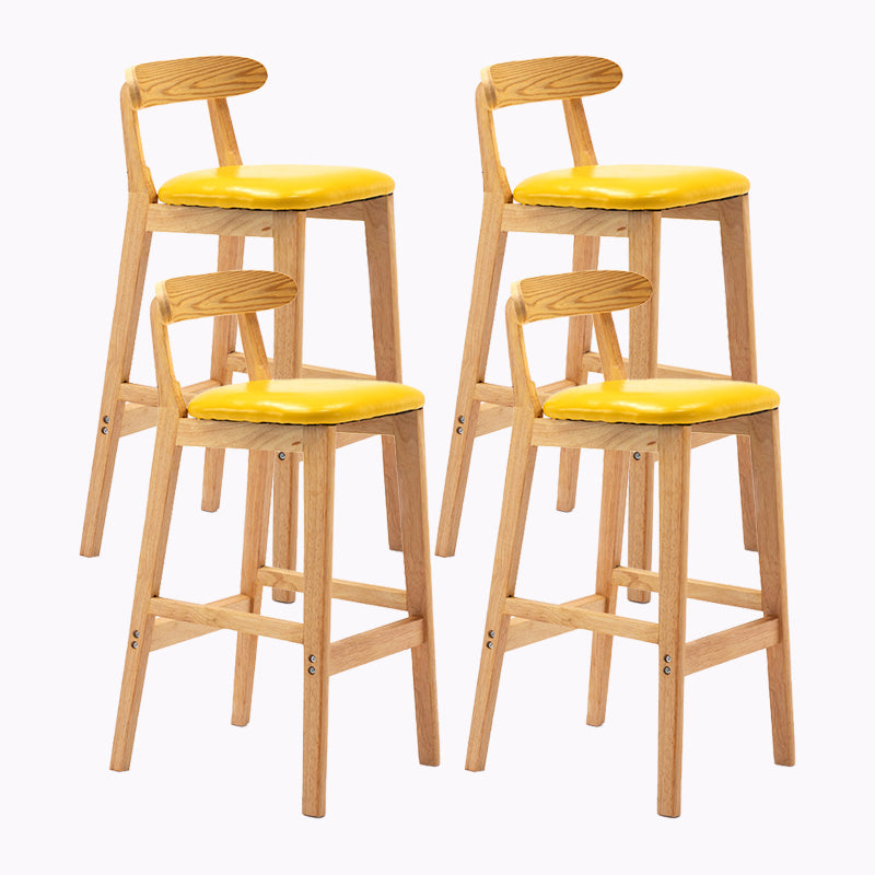 Modern Style Bar-stool Wooden Legs with Footrest Low Back for Kitchen Bar Yellow 4 Piece Set Clearhalo 'Bar Furniture' 'Bar Stools' 'bar_stools' 'furn' 'furn_bar_stools' 'furniture_bar_stools' 'Kitchen & Dining Furniture' 'kitchen&dining_furn' 'kitchen' 'kitchen_furn' Furniture' 4664804