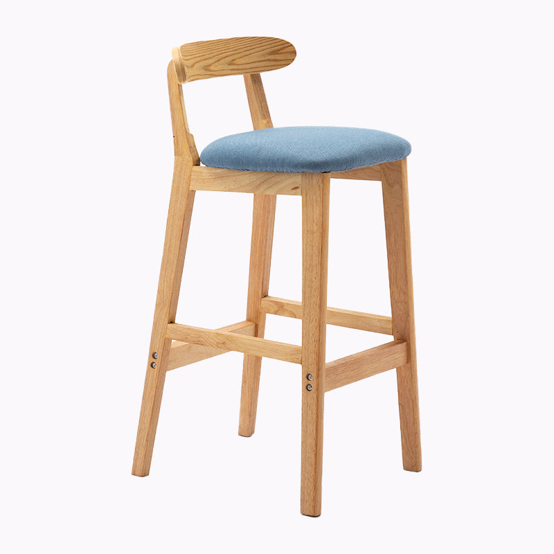 Modern Style Bar-stool Wooden Legs with Footrest Low Back for Kitchen Bar Blue 1 Piece Clearhalo 'Bar Furniture' 'Bar Stools' 'bar_stools' 'furn' 'furn_bar_stools' 'furniture_bar_stools' 'Kitchen & Dining Furniture' 'kitchen&dining_furn' 'kitchen' 'kitchen_furn' Furniture' 4664805