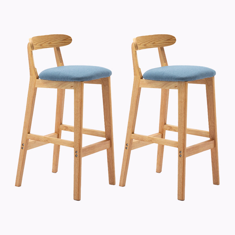 Modern Style Bar-stool Wooden Legs with Footrest Low Back for Kitchen Bar Blue 2 Piece Set Clearhalo 'Bar Furniture' 'Bar Stools' 'bar_stools' 'furn' 'furn_bar_stools' 'furniture_bar_stools' 'Kitchen & Dining Furniture' 'kitchen&dining_furn' 'kitchen' 'kitchen_furn' Furniture' 4664806