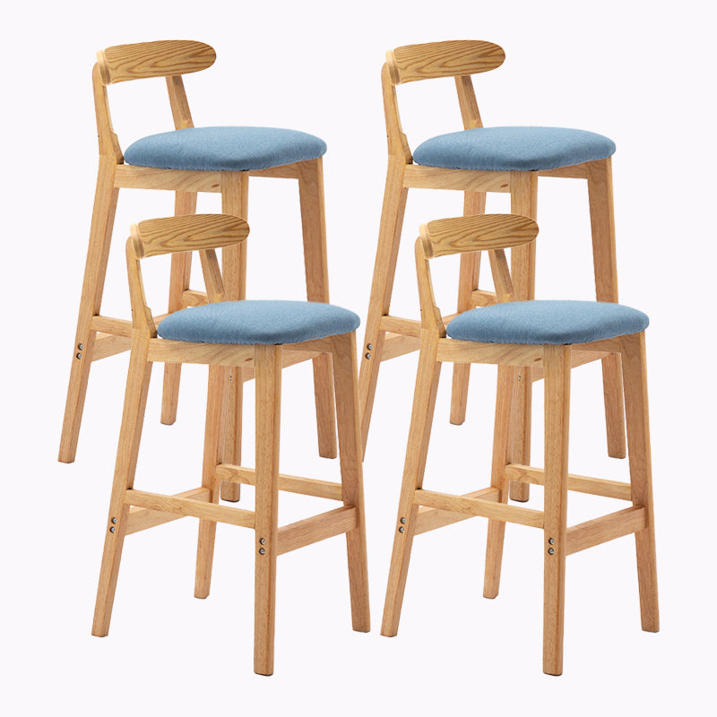 Modern Style Bar-stool Wooden Legs with Footrest Low Back for Kitchen Bar Blue 4 Piece Set Clearhalo 'Bar Furniture' 'Bar Stools' 'bar_stools' 'furn' 'furn_bar_stools' 'furniture_bar_stools' 'Kitchen & Dining Furniture' 'kitchen&dining_furn' 'kitchen' 'kitchen_furn' Furniture' 4664807