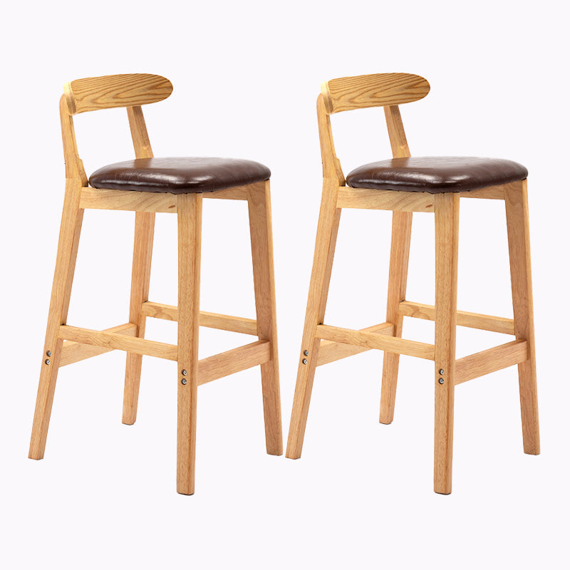 Modern Style Bar-stool Wooden Legs with Footrest Low Back for Kitchen Bar Brown 2 Piece Set Clearhalo 'Bar Furniture' 'Bar Stools' 'bar_stools' 'furn' 'furn_bar_stools' 'furniture_bar_stools' 'Kitchen & Dining Furniture' 'kitchen&dining_furn' 'kitchen' 'kitchen_furn' Furniture' 4664812