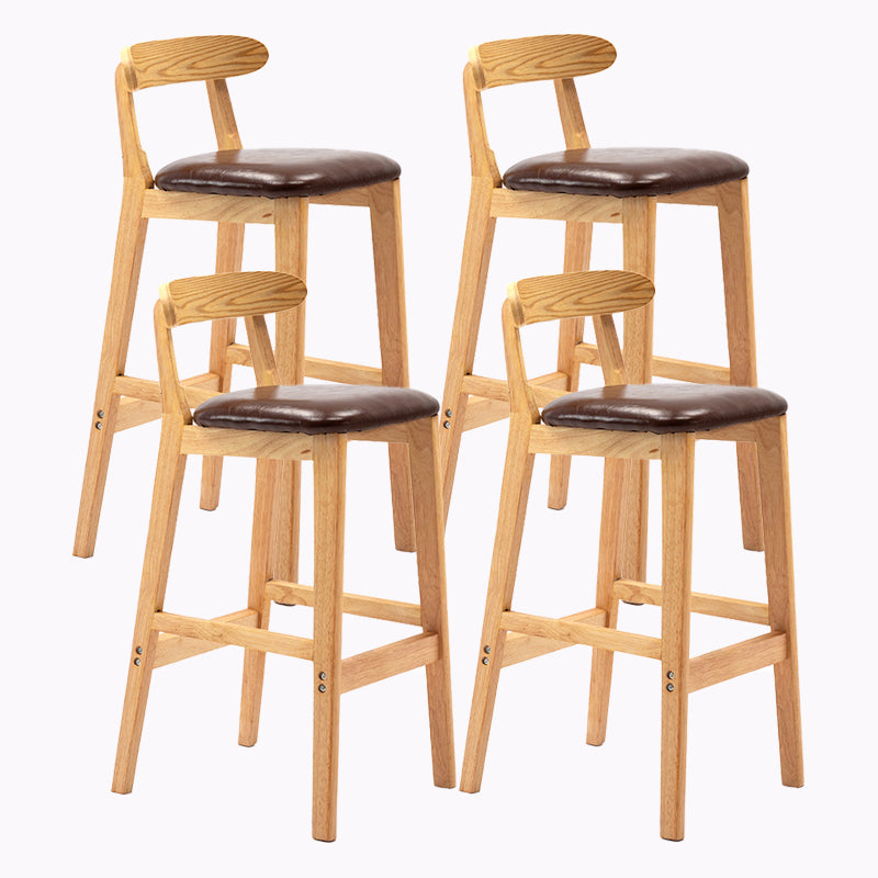 Modern Style Bar-stool Wooden Legs with Footrest Low Back for Kitchen Bar Brown 4 Piece Set Clearhalo 'Bar Furniture' 'Bar Stools' 'bar_stools' 'furn' 'furn_bar_stools' 'furniture_bar_stools' 'Kitchen & Dining Furniture' 'kitchen&dining_furn' 'kitchen' 'kitchen_furn' Furniture' 4664813