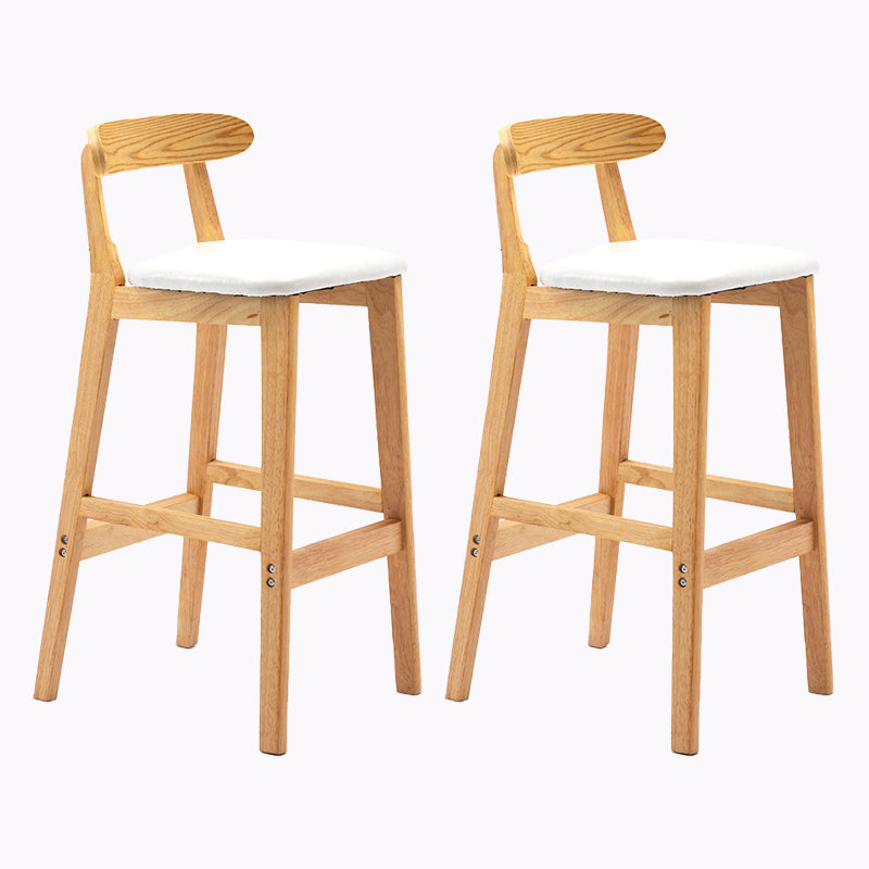 Modern Style Bar-stool Wooden Legs with Footrest Low Back for Kitchen Bar White 2 Piece Set Clearhalo 'Bar Furniture' 'Bar Stools' 'bar_stools' 'furn' 'furn_bar_stools' 'furniture_bar_stools' 'Kitchen & Dining Furniture' 'kitchen&dining_furn' 'kitchen' 'kitchen_furn' Furniture' 4664815