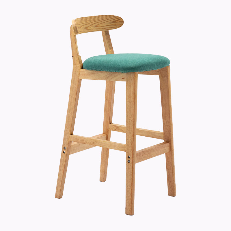 Modern Style Bar-stool Wooden Legs with Footrest Low Back for Kitchen Bar Lake Green 1 Piece Clearhalo 'Bar Furniture' 'Bar Stools' 'bar_stools' 'furn' 'furn_bar_stools' 'furniture_bar_stools' 'Kitchen & Dining Furniture' 'kitchen&dining_furn' 'kitchen' 'kitchen_furn' Furniture' 4664817