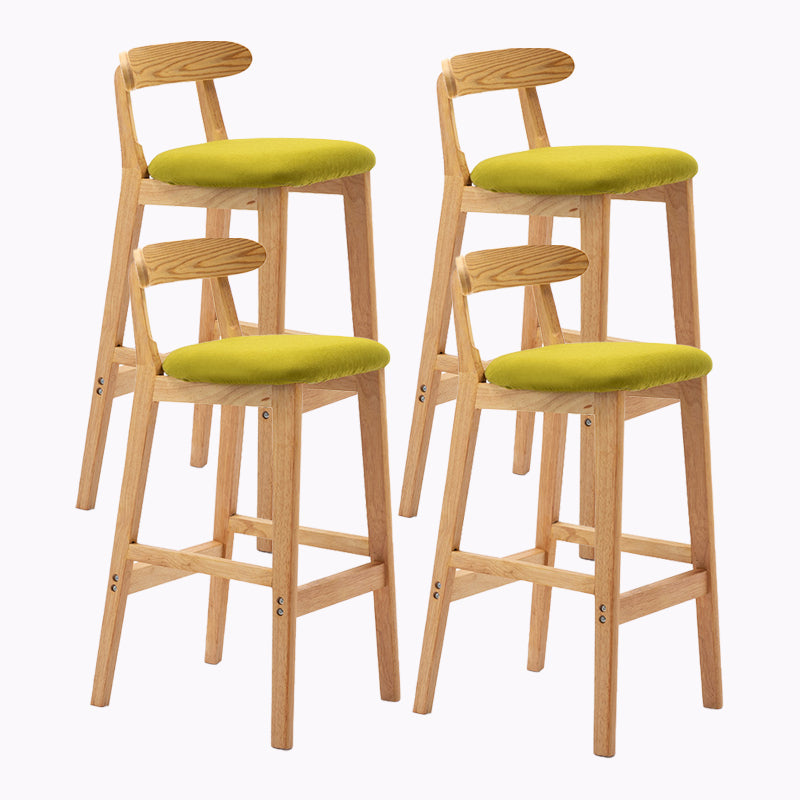 Modern Style Bar-stool Wooden Legs with Footrest Low Back for Kitchen Bar Green 4 Piece Set Clearhalo 'Bar Furniture' 'Bar Stools' 'bar_stools' 'furn' 'furn_bar_stools' 'furniture_bar_stools' 'Kitchen & Dining Furniture' 'kitchen&dining_furn' 'kitchen' 'kitchen_furn' Furniture' 4664825