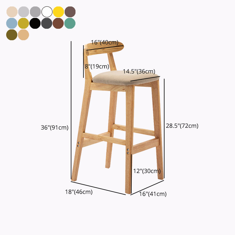Modern Style Bar-stool Wooden Legs with Footrest Low Back for Kitchen Bar Clearhalo 'Bar Furniture' 'Bar Stools' 'bar_stools' 'furn' 'furn_bar_stools' 'furniture_bar_stools' 'Kitchen & Dining Furniture' 'kitchen&dining_furn' 'kitchen' 'kitchen_furn' Furniture' 4664829