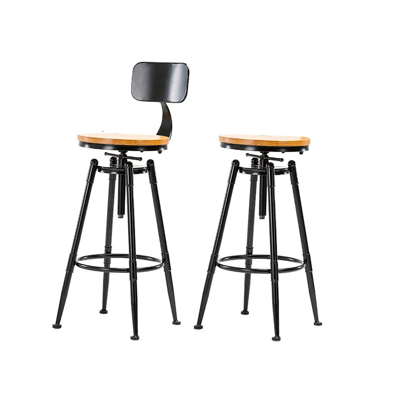 Modern Style Bar-stool Round Seat with Footrest Iron Legs for Kitchen Bar Clearhalo 'Bar Furniture' 'Bar Stools' 'bar_stools' 'furn' 'furn_bar_stools' 'furniture_bar_stools' 'Kitchen & Dining Furniture' 'kitchen&dining_furn' 'kitchen' 'kitchen_furn' Furniture' 4664903