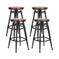 Modern Style Bar-stool Round Seat with Footrest Iron Legs for Kitchen Bar Dark Wood 4 Piece Set Backless Clearhalo 'Bar Furniture' 'Bar Stools' 'bar_stools' 'furn' 'furn_bar_stools' 'furniture_bar_stools' 'Kitchen & Dining Furniture' 'kitchen&dining_furn' 'kitchen' 'kitchen_furn' Furniture' 4664907