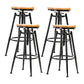 Modern Style Bar-stool Round Seat with Footrest Iron Legs for Kitchen Bar Light Wood 4 Piece Set Backless Clearhalo 'Bar Furniture' 'Bar Stools' 'bar_stools' 'furn' 'furn_bar_stools' 'furniture_bar_stools' 'Kitchen & Dining Furniture' 'kitchen&dining_furn' 'kitchen' 'kitchen_furn' Furniture' 4664911