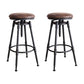 Modern Style Bar-stool Round Seat with Footrest Iron Legs for Kitchen Bar Brown 2 Piece Set Backless Clearhalo 'Bar Furniture' 'Bar Stools' 'bar_stools' 'furn' 'furn_bar_stools' 'furniture_bar_stools' 'Kitchen & Dining Furniture' 'kitchen&dining_furn' 'kitchen' 'kitchen_furn' Furniture' 4664916