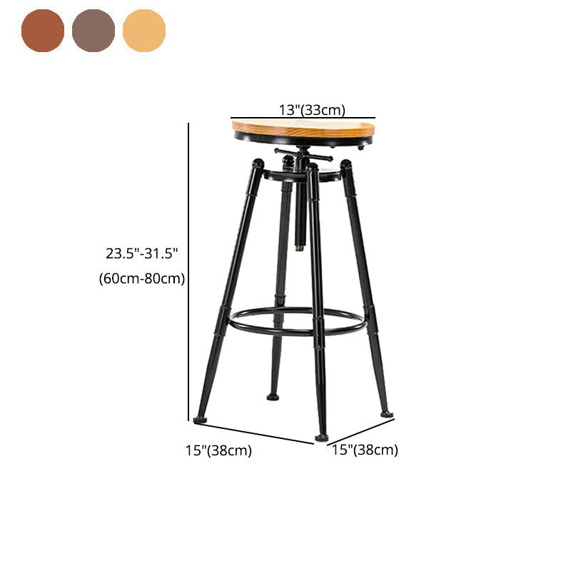 Modern Style Bar-stool Round Seat with Footrest Iron Legs for Kitchen Bar Clearhalo 'Bar Furniture' 'Bar Stools' 'bar_stools' 'furn' 'furn_bar_stools' 'furniture_bar_stools' 'Kitchen & Dining Furniture' 'kitchen&dining_furn' 'kitchen' 'kitchen_furn' Furniture' 4664921