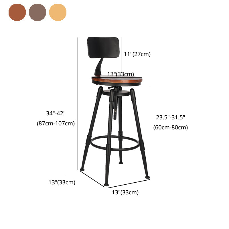 Modern Style Bar-stool Round Seat with Footrest Iron Legs for Kitchen Bar Clearhalo 'Bar Furniture' 'Bar Stools' 'bar_stools' 'furn' 'furn_bar_stools' 'furniture_bar_stools' 'Kitchen & Dining Furniture' 'kitchen&dining_furn' 'kitchen' 'kitchen_furn' Furniture' 4664922