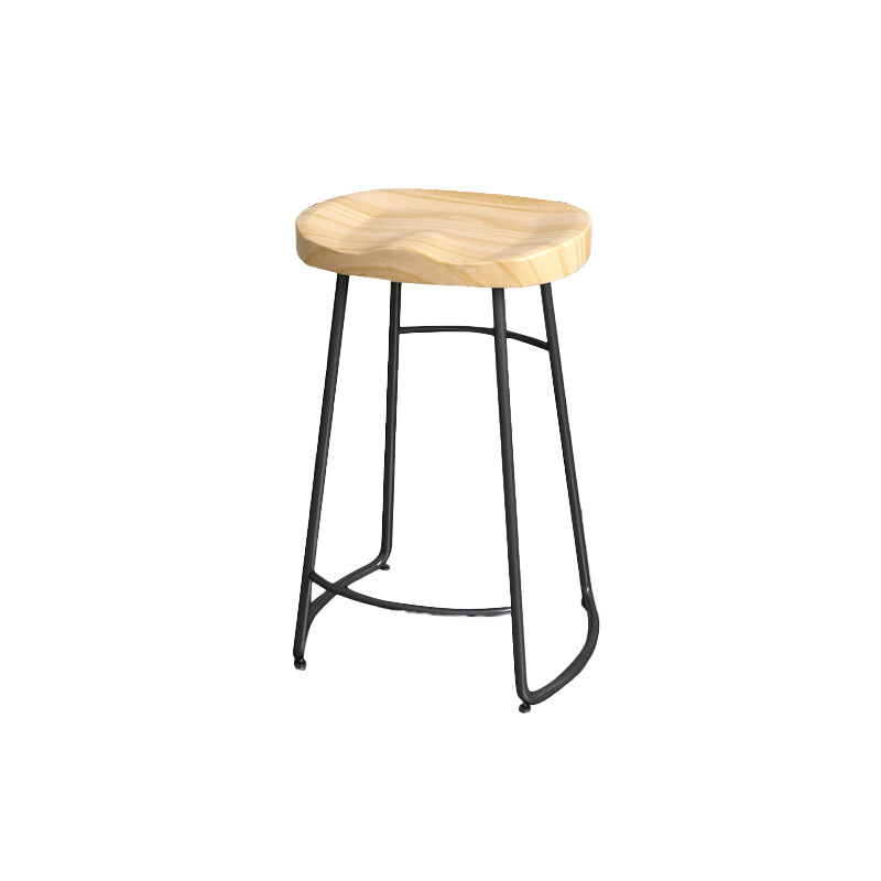 Modern Style Bar-stool with Footrest Iron Sled Legs for Kitchen Bar Natural Wood Black 1 Piece Counter Stool(26"H) Clearhalo 'Bar Furniture' 'Bar Stools' 'bar_stools' 'furn' 'furn_bar_stools' 'furniture_bar_stools' 'Kitchen & Dining Furniture' 'kitchen&dining_furn' 'kitchen' 'kitchen_furn' Furniture' 4664924