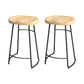 Modern Style Bar-stool with Footrest Iron Sled Legs for Kitchen Bar Natural Wood Black 2 Piece Set Counter Stool(26"H) Clearhalo 'Bar Furniture' 'Bar Stools' 'bar_stools' 'furn' 'furn_bar_stools' 'furniture_bar_stools' 'Kitchen & Dining Furniture' 'kitchen&dining_furn' 'kitchen' 'kitchen_furn' Furniture' 4664926