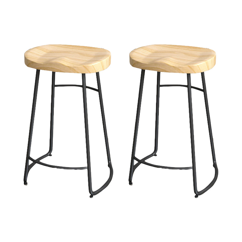 Modern Style Bar-stool with Footrest Iron Sled Legs for Kitchen Bar Natural Wood Black 2 Piece Set Counter Stool(26"H) Clearhalo 'Bar Furniture' 'Bar Stools' 'bar_stools' 'furn' 'furn_bar_stools' 'furniture_bar_stools' 'Kitchen & Dining Furniture' 'kitchen&dining_furn' 'kitchen' 'kitchen_furn' Furniture' 4664926