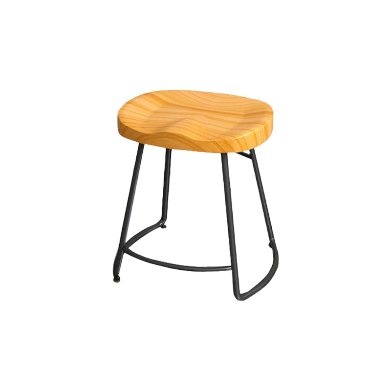 Modern Style Bar-stool with Footrest Iron Sled Legs for Kitchen Bar Black-Brown 1 Piece Short Stool(18"H) Clearhalo 'Bar Furniture' 'Bar Stools' 'bar_stools' 'furn' 'furn_bar_stools' 'furniture_bar_stools' 'Kitchen & Dining Furniture' 'kitchen&dining_furn' 'kitchen' 'kitchen_furn' Furniture' 4664929