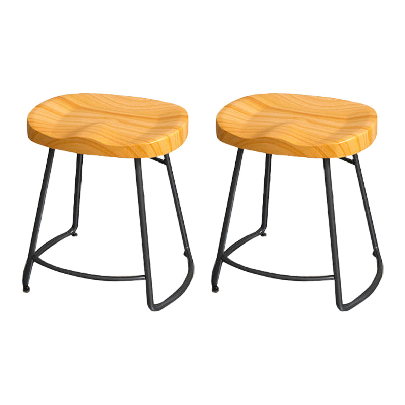 Modern Style Bar-stool with Footrest Iron Sled Legs for Kitchen Bar Black-Brown 2 Piece Set Short Stool(18"H) Clearhalo 'Bar Furniture' 'Bar Stools' 'bar_stools' 'furn' 'furn_bar_stools' 'furniture_bar_stools' 'Kitchen & Dining Furniture' 'kitchen&dining_furn' 'kitchen' 'kitchen_furn' Furniture' 4664932