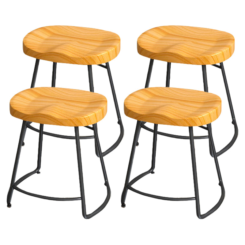 Modern Style Bar-stool with Footrest Iron Sled Legs for Kitchen Bar Black-Brown 4 Piece Set Short Stool(18"H) Clearhalo 'Bar Furniture' 'Bar Stools' 'bar_stools' 'furn' 'furn_bar_stools' 'furniture_bar_stools' 'Kitchen & Dining Furniture' 'kitchen&dining_furn' 'kitchen' 'kitchen_furn' Furniture' 4664934