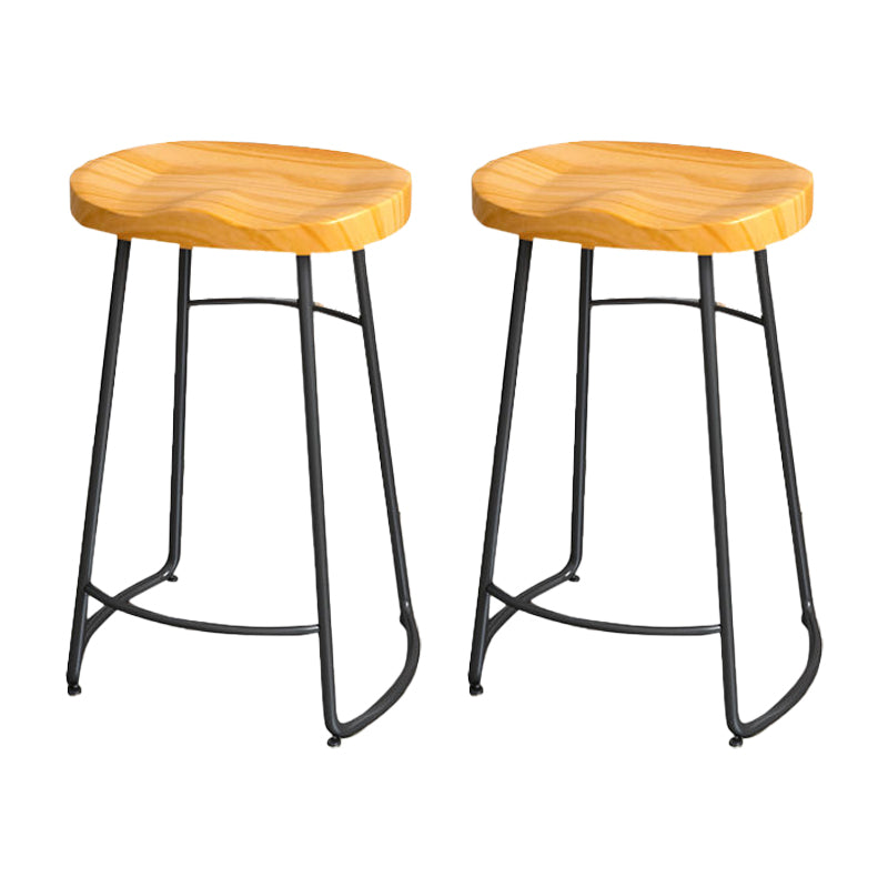 Modern Style Bar-stool with Footrest Iron Sled Legs for Kitchen Bar Black-Brown 2 Piece Set Counter Stool(26"H) Clearhalo 'Bar Furniture' 'Bar Stools' 'bar_stools' 'furn' 'furn_bar_stools' 'furniture_bar_stools' 'Kitchen & Dining Furniture' 'kitchen&dining_furn' 'kitchen' 'kitchen_furn' Furniture' 4664938