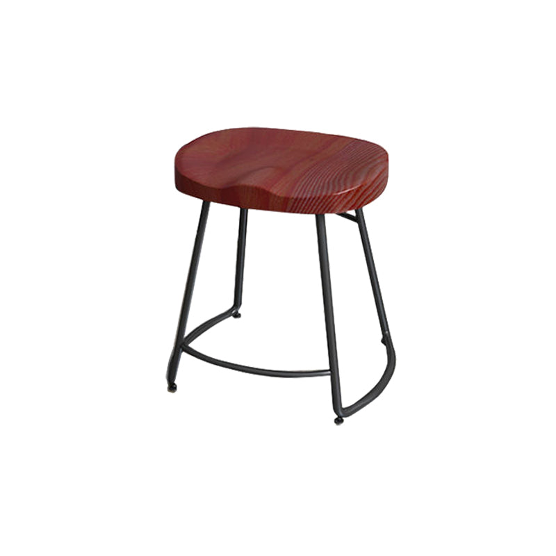Modern Style Bar-stool with Footrest Iron Sled Legs for Kitchen Bar Black-Red 1 Piece Short Stool(18"H) Clearhalo 'Bar Furniture' 'Bar Stools' 'bar_stools' 'furn' 'furn_bar_stools' 'furniture_bar_stools' 'Kitchen & Dining Furniture' 'kitchen&dining_furn' 'kitchen' 'kitchen_furn' Furniture' 4664941