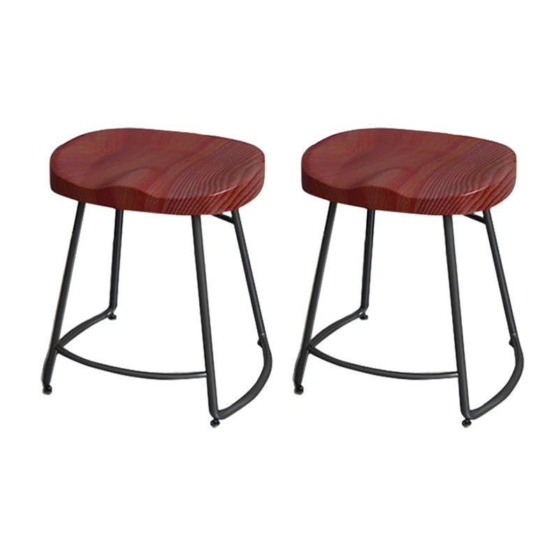 Modern Style Bar-stool with Footrest Iron Sled Legs for Kitchen Bar Black-Red 2 Piece Set Short Stool(18"H) Clearhalo 'Bar Furniture' 'Bar Stools' 'bar_stools' 'furn' 'furn_bar_stools' 'furniture_bar_stools' 'Kitchen & Dining Furniture' 'kitchen&dining_furn' 'kitchen' 'kitchen_furn' Furniture' 4664942