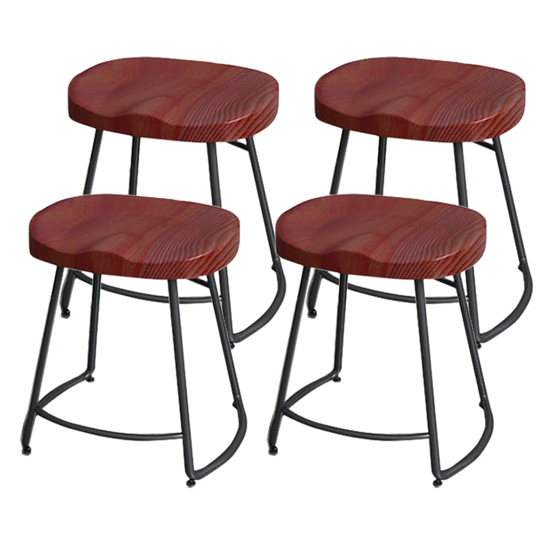 Modern Style Bar-stool with Footrest Iron Sled Legs for Kitchen Bar Black-Red 4 Piece Set Short Stool(18"H) Clearhalo 'Bar Furniture' 'Bar Stools' 'bar_stools' 'furn' 'furn_bar_stools' 'furniture_bar_stools' 'Kitchen & Dining Furniture' 'kitchen&dining_furn' 'kitchen' 'kitchen_furn' Furniture' 4664943