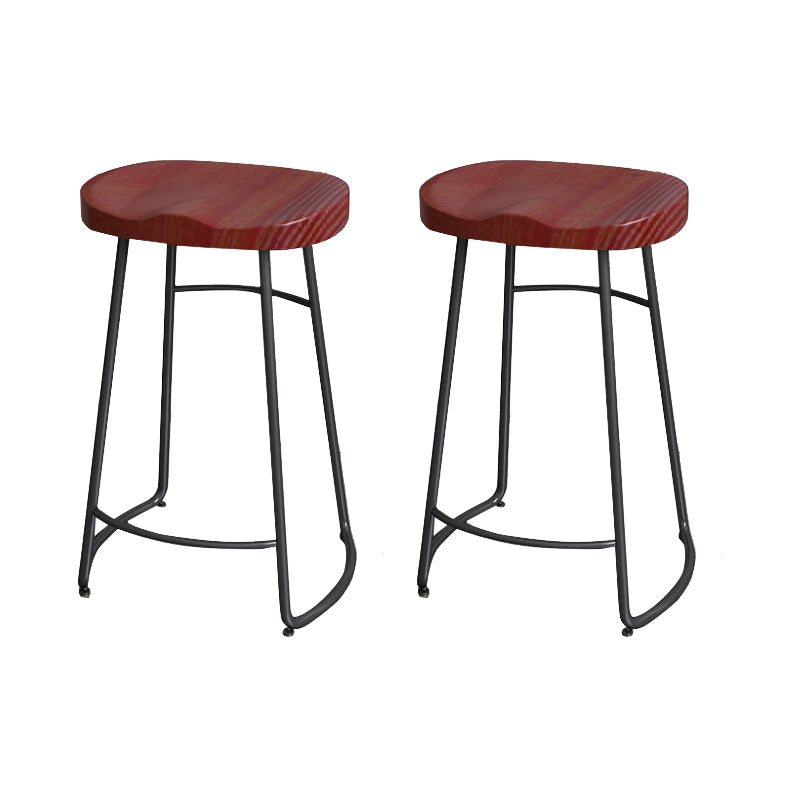 Modern Style Bar-stool with Footrest Iron Sled Legs for Kitchen Bar Black-Red 2 Piece Set Counter Stool(26"H) Clearhalo 'Bar Furniture' 'Bar Stools' 'bar_stools' 'furn' 'furn_bar_stools' 'furniture_bar_stools' 'Kitchen & Dining Furniture' 'kitchen&dining_furn' 'kitchen' 'kitchen_furn' Furniture' 4664945