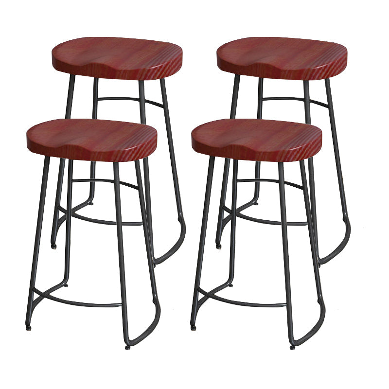 Modern Style Bar-stool with Footrest Iron Sled Legs for Kitchen Bar Black-Red 4 Piece Set Counter Stool(26"H) Clearhalo 'Bar Furniture' 'Bar Stools' 'bar_stools' 'furn' 'furn_bar_stools' 'furniture_bar_stools' 'Kitchen & Dining Furniture' 'kitchen&dining_furn' 'kitchen' 'kitchen_furn' Furniture' 4664946
