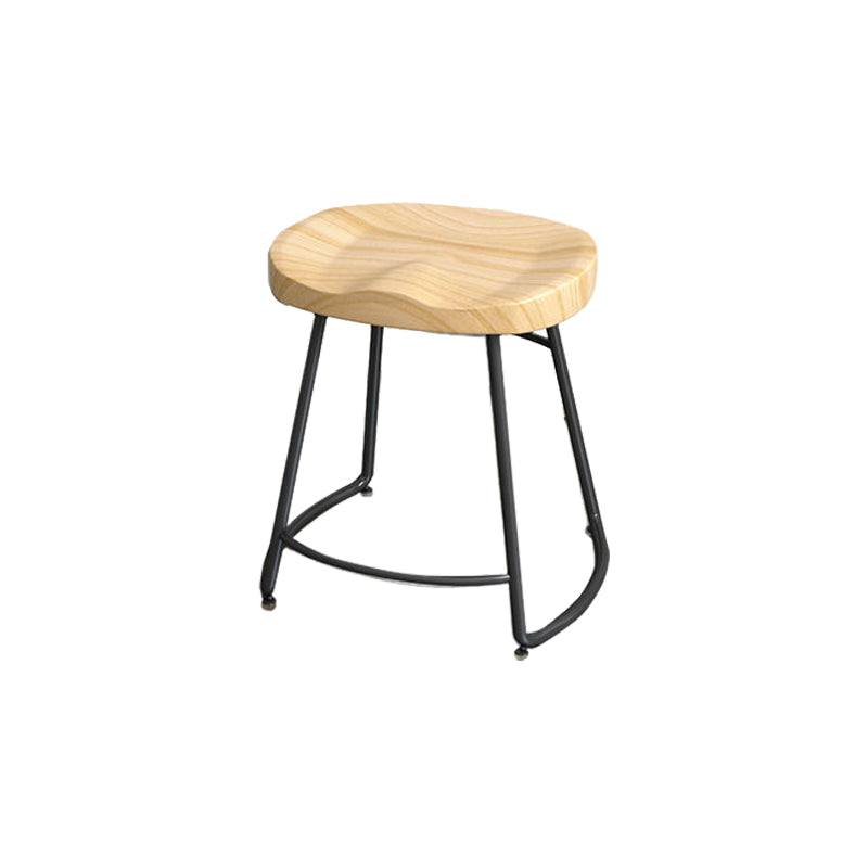 Modern Style Bar-stool with Footrest Iron Sled Legs for Kitchen Bar Natural Wood Black 1 Piece Short Stool(18"H) Clearhalo 'Bar Furniture' 'Bar Stools' 'bar_stools' 'furn' 'furn_bar_stools' 'furniture_bar_stools' 'Kitchen & Dining Furniture' 'kitchen&dining_furn' 'kitchen' 'kitchen_furn' Furniture' 4664947