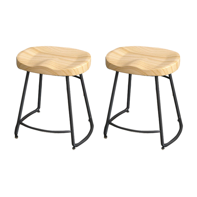 Modern Style Bar-stool with Footrest Iron Sled Legs for Kitchen Bar Natural Wood Black 2 Piece Set Short Stool(18"H) Clearhalo 'Bar Furniture' 'Bar Stools' 'bar_stools' 'furn' 'furn_bar_stools' 'furniture_bar_stools' 'Kitchen & Dining Furniture' 'kitchen&dining_furn' 'kitchen' 'kitchen_furn' Furniture' 4664948