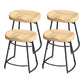 Modern Style Bar-stool with Footrest Iron Sled Legs for Kitchen Bar Natural Wood Black 4 Piece Set Short Stool(18"H) Clearhalo 'Bar Furniture' 'Bar Stools' 'bar_stools' 'furn' 'furn_bar_stools' 'furniture_bar_stools' 'Kitchen & Dining Furniture' 'kitchen&dining_furn' 'kitchen' 'kitchen_furn' Furniture' 4664949