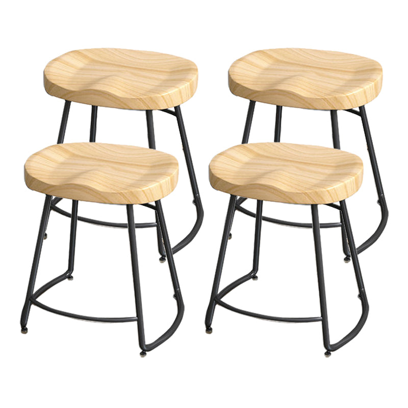 Modern Style Bar-stool with Footrest Iron Sled Legs for Kitchen Bar Natural Wood Black 4 Piece Set Short Stool(18"H) Clearhalo 'Bar Furniture' 'Bar Stools' 'bar_stools' 'furn' 'furn_bar_stools' 'furniture_bar_stools' 'Kitchen & Dining Furniture' 'kitchen&dining_furn' 'kitchen' 'kitchen_furn' Furniture' 4664949