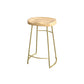 Modern Style Bar-stool with Footrest Iron Sled Legs for Kitchen Bar Natural Wood Antique Bronze 1 Piece Counter Stool(26"H) Clearhalo 'Bar Furniture' 'Bar Stools' 'bar_stools' 'furn' 'furn_bar_stools' 'furniture_bar_stools' 'Kitchen & Dining Furniture' 'kitchen&dining_furn' 'kitchen' 'kitchen_furn' Furniture' 4664950
