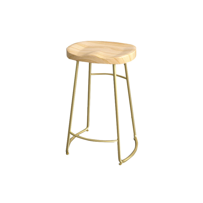 Modern Style Bar-stool with Footrest Iron Sled Legs for Kitchen Bar Natural Wood Antique Bronze 1 Piece Counter Stool(26"H) Clearhalo 'Bar Furniture' 'Bar Stools' 'bar_stools' 'furn' 'furn_bar_stools' 'furniture_bar_stools' 'Kitchen & Dining Furniture' 'kitchen&dining_furn' 'kitchen' 'kitchen_furn' Furniture' 4664950