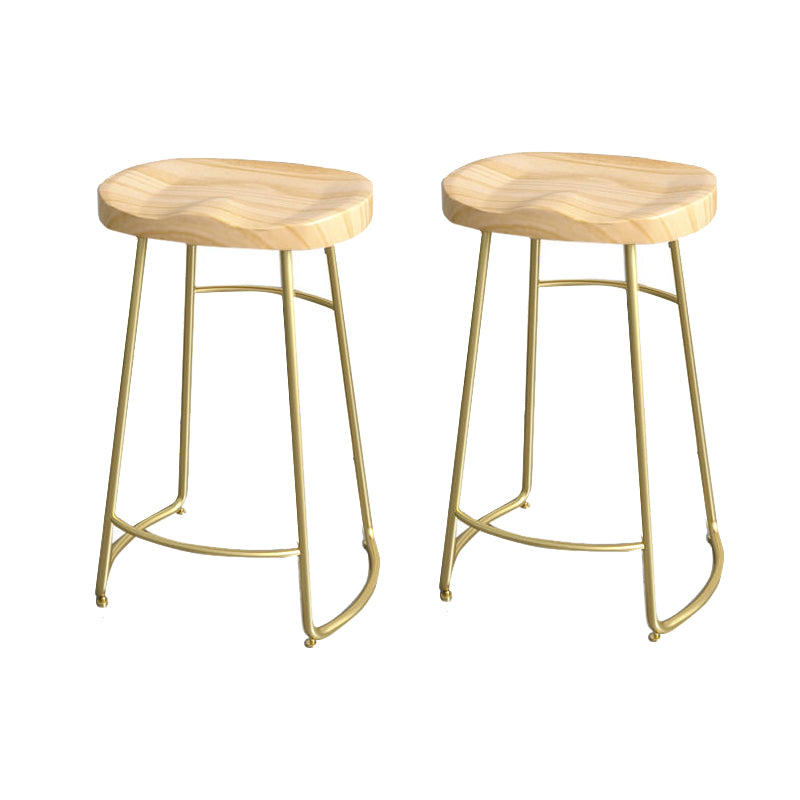 Modern Style Bar-stool with Footrest Iron Sled Legs for Kitchen Bar Natural Wood Antique Bronze 2 Piece Set Counter Stool(26"H) Clearhalo 'Bar Furniture' 'Bar Stools' 'bar_stools' 'furn' 'furn_bar_stools' 'furniture_bar_stools' 'Kitchen & Dining Furniture' 'kitchen&dining_furn' 'kitchen' 'kitchen_furn' Furniture' 4664951