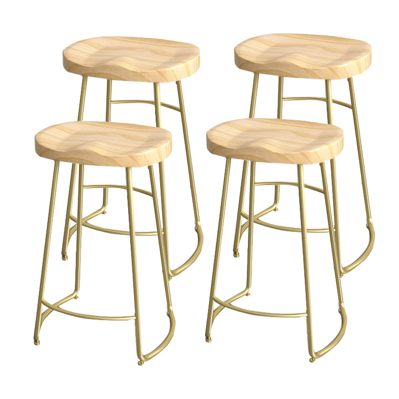 Modern Style Bar-stool with Footrest Iron Sled Legs for Kitchen Bar Natural Wood Antique Bronze 4 Piece Set Counter Stool(26"H) Clearhalo 'Bar Furniture' 'Bar Stools' 'bar_stools' 'furn' 'furn_bar_stools' 'furniture_bar_stools' 'Kitchen & Dining Furniture' 'kitchen&dining_furn' 'kitchen' 'kitchen_furn' Furniture' 4664952