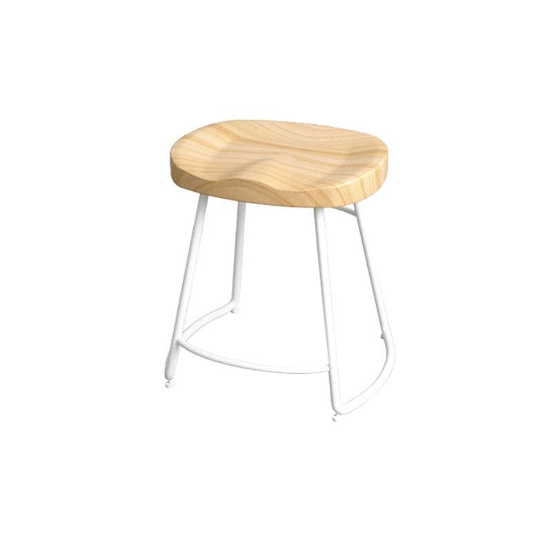 Modern Style Bar-stool with Footrest Iron Sled Legs for Kitchen Bar Natural Wood White 1 Piece Short Stool(18"H) Clearhalo 'Bar Furniture' 'Bar Stools' 'bar_stools' 'furn' 'furn_bar_stools' 'furniture_bar_stools' 'Kitchen & Dining Furniture' 'kitchen&dining_furn' 'kitchen' 'kitchen_furn' Furniture' 4664953